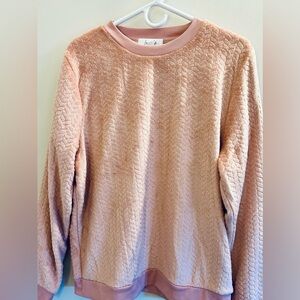 Cozy Pink Textured Crew Neck Sweater